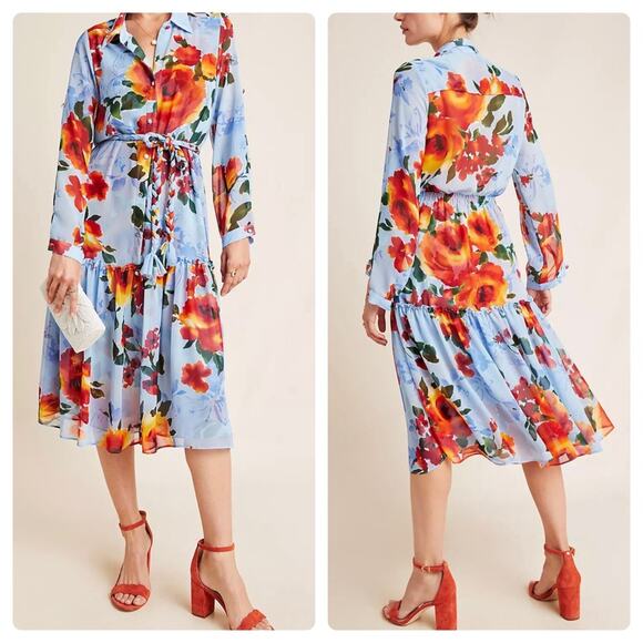 MISA Marsala Floral Shirtdress - Picture 1 of 16